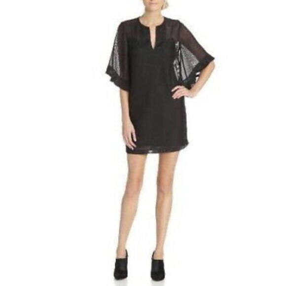 BCBGMaxAzria Short Sleeve Ruffle Sleeve Mini Dress Black XS - Picture 8 of 9